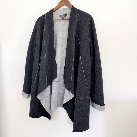 Eileen Fisher Felted Merino Wool Shaped Jacket Charcoal Gray L - Picture 8 of 14